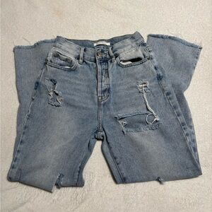 PacSun High Rise Straight Blue Jeans Distressed